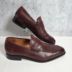 John W. Nordstrom Burgundy Leather Penny Loafers 8.5M Mens Shoes